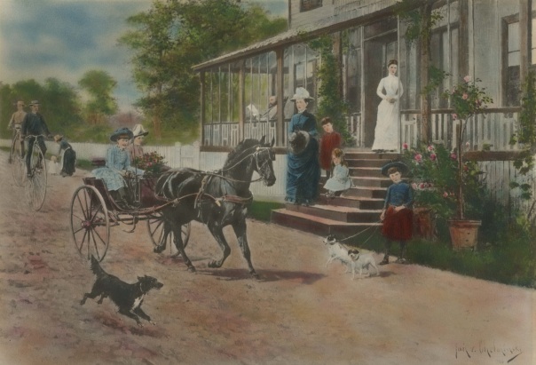 1886 Hill Family at the Farm (Painting by Chelminski, Private collection 